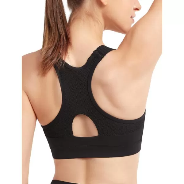 Yvette Adjustable Zip Front Sports Bras for Women High Impact Supportive Sports Bra High Support Large Bust for RunningBlack