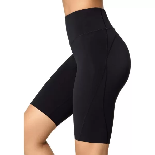 Yvette Biker Shorts Leggings with Pockets for Women High Waist Tummy Control Moisure Wicking Bike PantsBlack