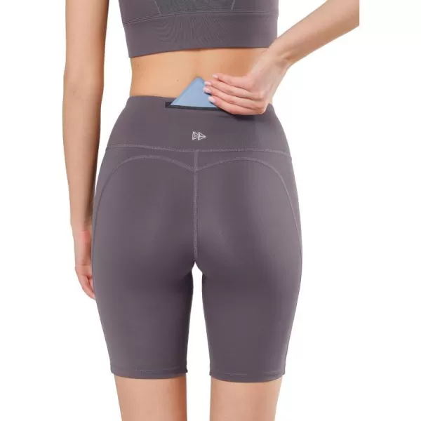 Yvette Biker Shorts with Pockets for Women High Waisted Tummy Control Yoga Workout Running LeggingsRed