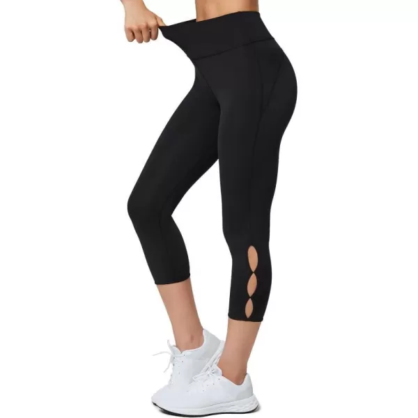 Yvette Capri Leggings for Women High Waist Tummy Control Workout Running Tights with HollowOut DesignYvette Capri Leggings for Women High Waist Tummy Control Workout Running Tights with HollowOut Design
