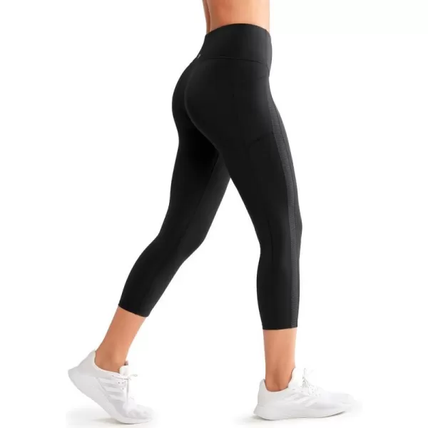 Yvette Capri Leggings with Pockets for Women Tummy Control Workout Leggings High Waisted Butt Lifting Running TightsBlack
