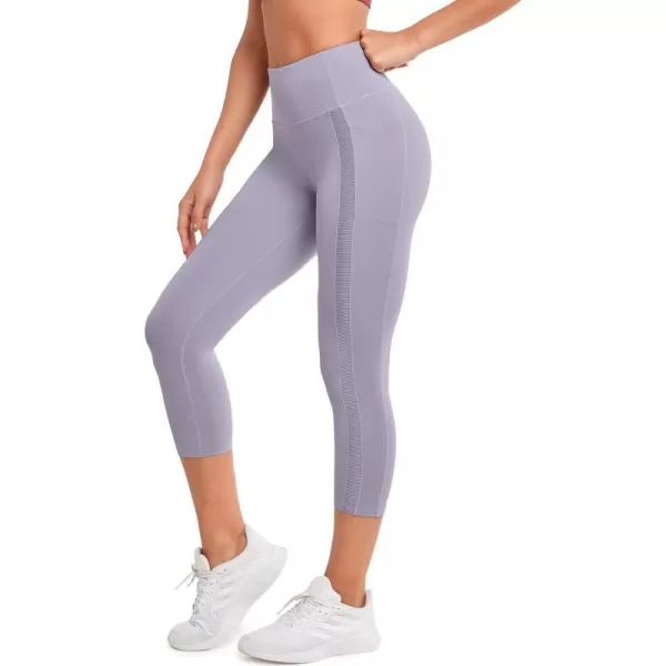 Yvette Capri Leggings with Pockets for Women Tummy Control Workout Leggings High Waisted Butt Lifting Running TightsPurple