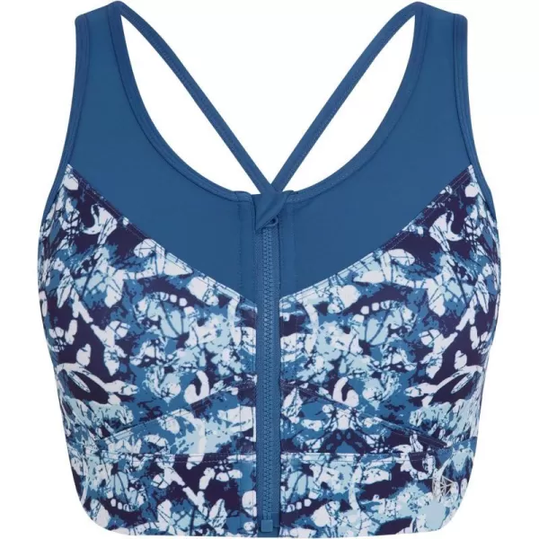 Yvette Front Closure Printed Sports Bras Criss Cross Back for High Impact Support PrintedBlue Printed