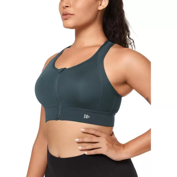 Yvette High Impact Sports Bra for Women Full Coverage High Support Racer Back Sports Bras for Plus SizeNavy
