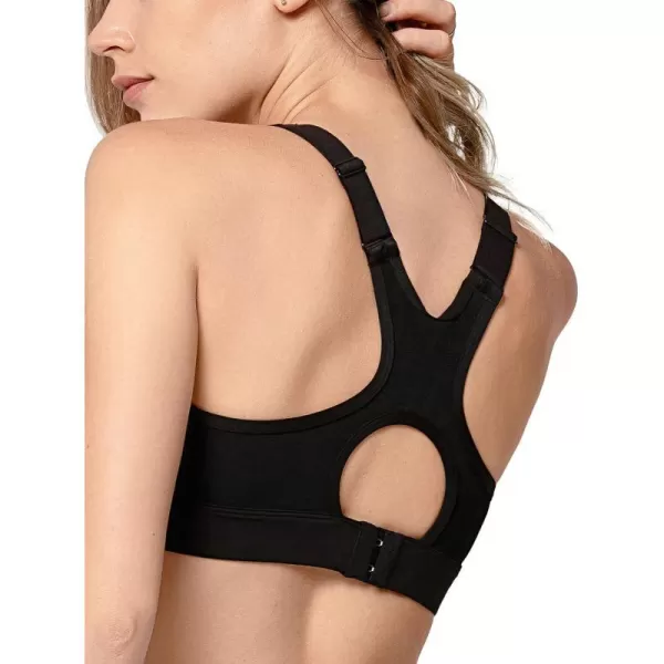 Yvette High Impact Sports Bra for Women High Support Adjustable Straps Running Workout Bra for Large BustBlack