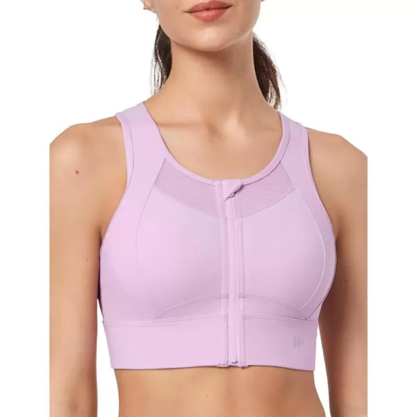 Yvette High Impact Sports Bras for Women Large Bust High Support Zip Front Closure Sports Bra for RunningPurple