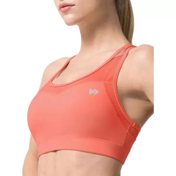 Yvette High Impact Sports Bras for Women Plus Size Racerback Workout Medium Support Sports Bra for Running FitnessCoral Red