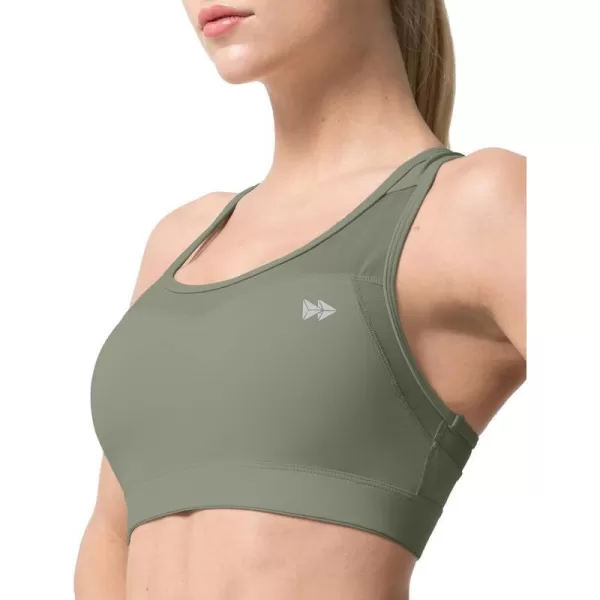 Yvette High Impact Sports Bras for Women Plus Size Racerback Workout Medium Support Sports Bra for Running FitnessLight Green