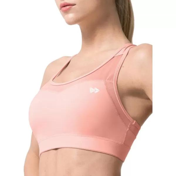 Yvette High Impact Sports Bras for Women Plus Size Racerback Workout Medium Support Sports Bra for Running FitnessPetal Pink