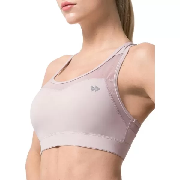 Yvette High Impact Sports Bras for Women Plus Size Racerback Workout Medium Support Sports Bra for Running FitnessPink