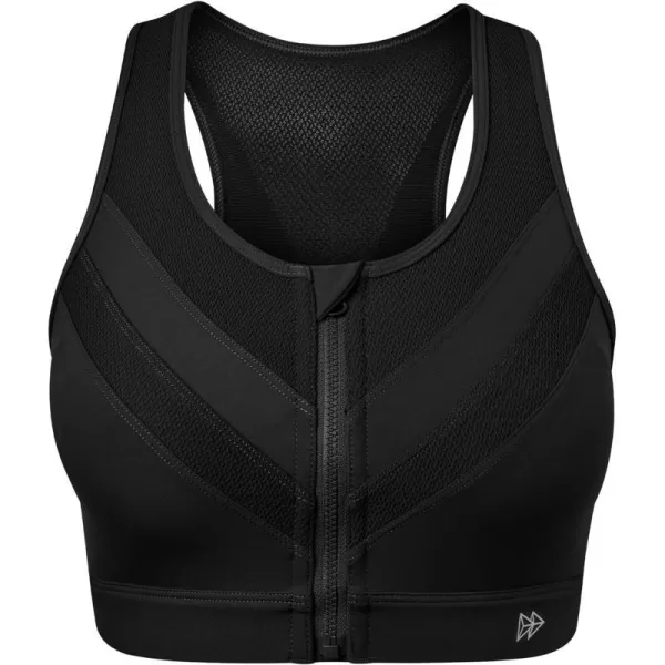 Yvette High Impact Zip Front Closure Sports Bras Support for Large Bust Women Supportive ComfortableBlack