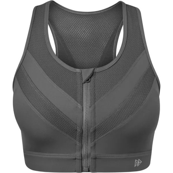 Yvette High Impact Zip Front Closure Sports Bras Support for Large Bust Women Supportive ComfortableGrey