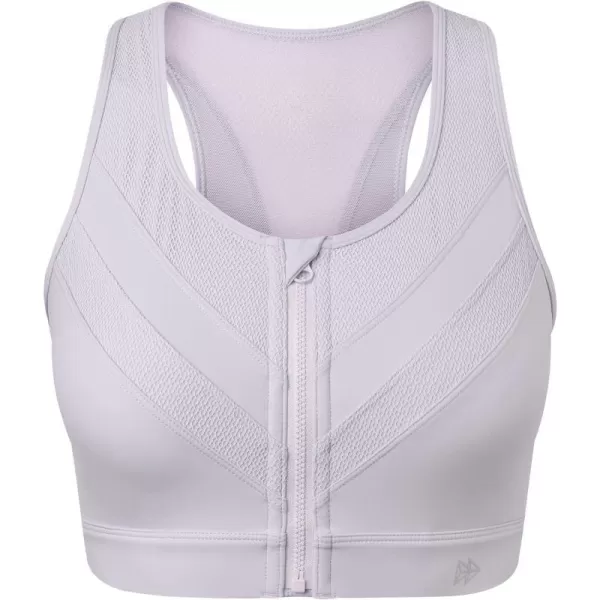Yvette High Impact Zip Front Closure Sports Bras Support for Large Bust Women Supportive ComfortableLight Purple