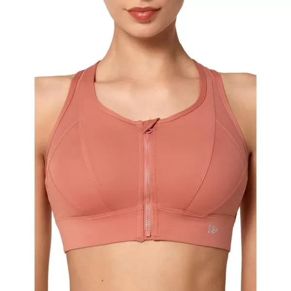 Yvette High Impact Zip Front Sports Bra Mesh Racerback Workout High Support Sports Bras for Women Large BreastsRose Red
