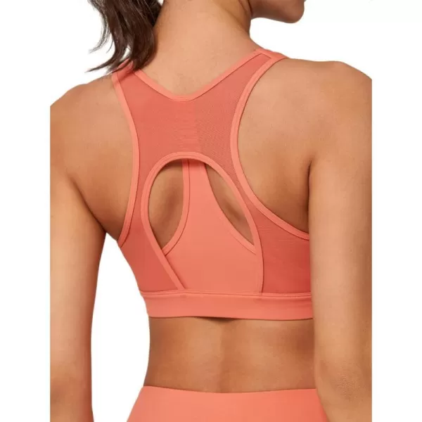 Yvette Mesh Sports Bras for Women High Impact Racerback Supportive Workout Bra for Running Plus Size Fitness BraOrange