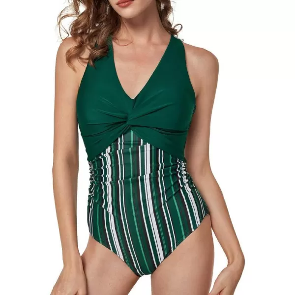 Yvette One Piece Swimsuit Women Sexy Summer Bathing Suit High Waisted Bikini Sets Tummy ControlGreen