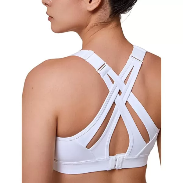 Yvette Sports Bra High Impact Adjustable Criss Cross Back Full Support for Large Bust No Bounce WhiteYvette Sports Bra High Impact Adjustable Criss Cross Back Full Support for Large Bust No Bounce White