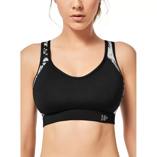 Yvette Sports Bra High Impact Womens 32A48DD Cross Back Push Up High Support Bra Plus SizeBlack