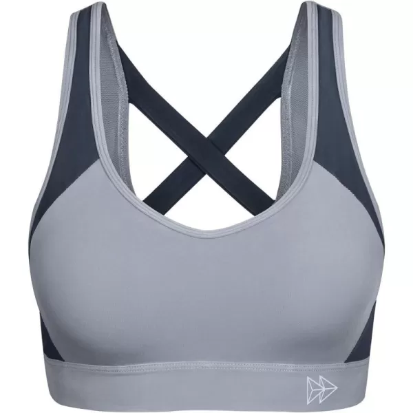 Yvette Sports Bra High Impact Womens 32A48DD Cross Back Push Up High Support Bra Plus SizeGrey