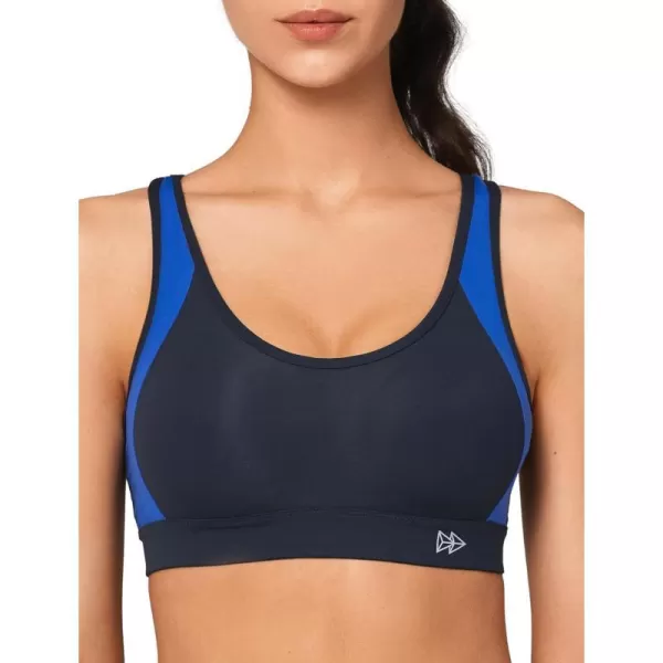 Yvette Sports Bra High Impact Womens 32A48DD Cross Back Push Up High Support Bra Plus SizeNavyroyal Blue