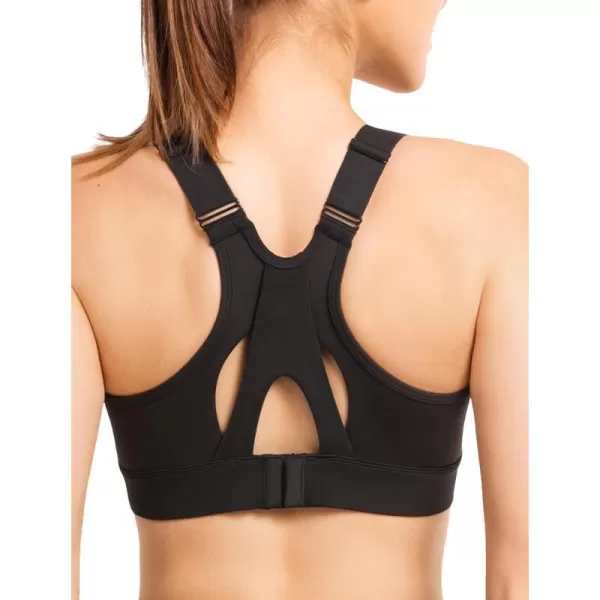 Yvette Sports Bras for Women High Impact Adjustable Racerback Supportive Molded Cup Running Bras for Large BustBlack