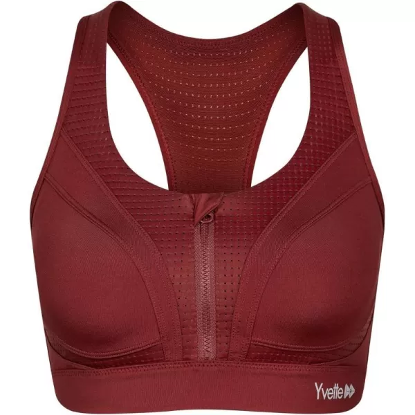Yvette Sports Bras for Women High Impact Racerback Workout Bra for Running for Plus SizeRed  Half Open Zipper