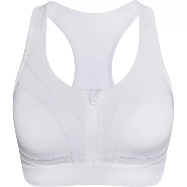 Yvette Sports Bras for Women High Impact Racerback Workout Bra for Running for Plus SizeWhite