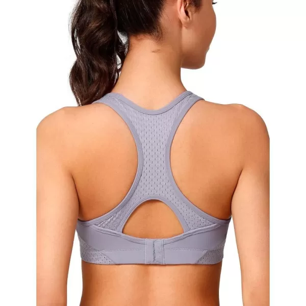 Yvette Sports Bras for Women High Impact Racerback Workout Sports Bra High Support for Large Bust Plus SizeBlue Purple