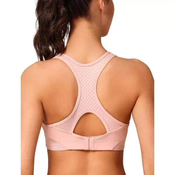 Yvette Sports Bras for Women High Impact Racerback Workout Sports Bra High Support for Large Bust Plus SizePink