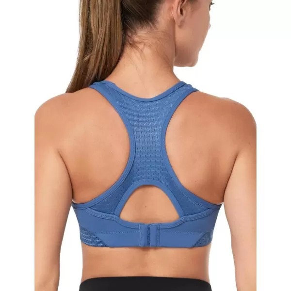 Yvette Sports Bras for Women High Impact Racerback Workout Sports Bra High Support for Large Bust Plus SizeSea Blue
