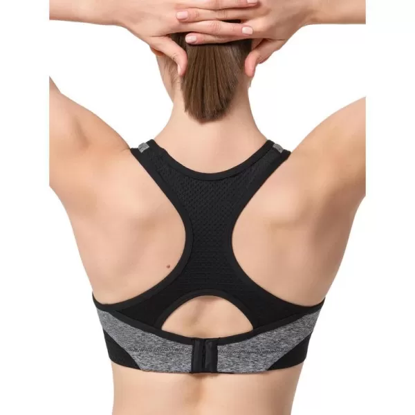 Yvette Sports Bras for Women High Impact Racerback Workout Sports Bra High Support for Large Bust Plus SizeYvette Grey