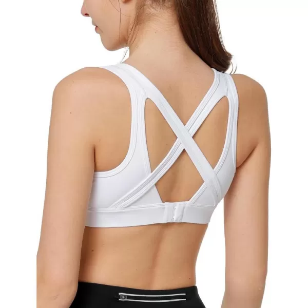 Yvette Sports Bras for Women High Support Sexy Criss Cross Back Design Workout FitnessWhite