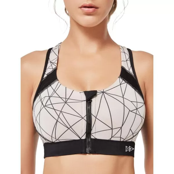 Yvette Women Racerback Sports Bras for High Impact Workout Fitness Front Zip Closure Wirless Plus SizeFantacy Naked