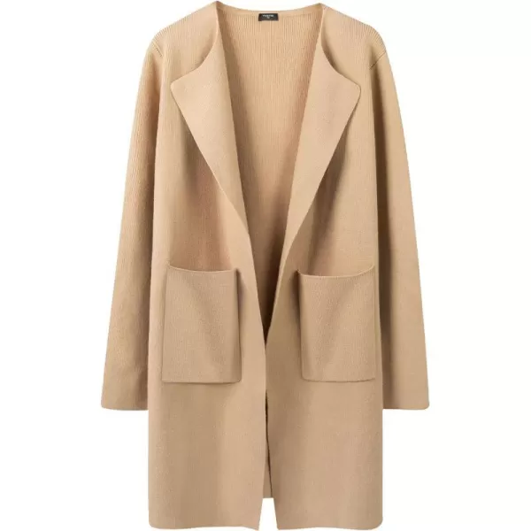 Yvette Womens Cardigan XS2XL Open Front Long Sweater with Pockets Plus Size Classy Dressy Casual Knit Coatigan CoatClassy Khaki