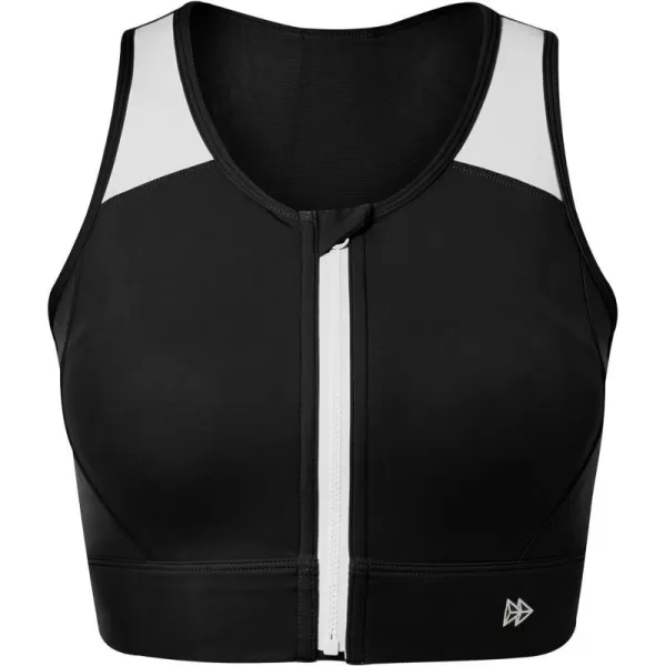 Yvette Womens High Support Impact Sports Bras Racerback Supportive Front Closure Sports Bra for Running WorkoutBlack