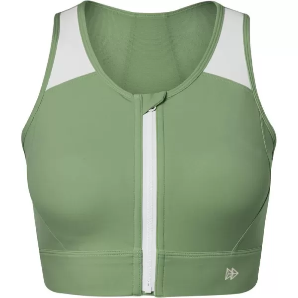 Yvette Womens High Support Impact Sports Bras Racerback Supportive Front Closure Sports Bra for Running WorkoutGreen