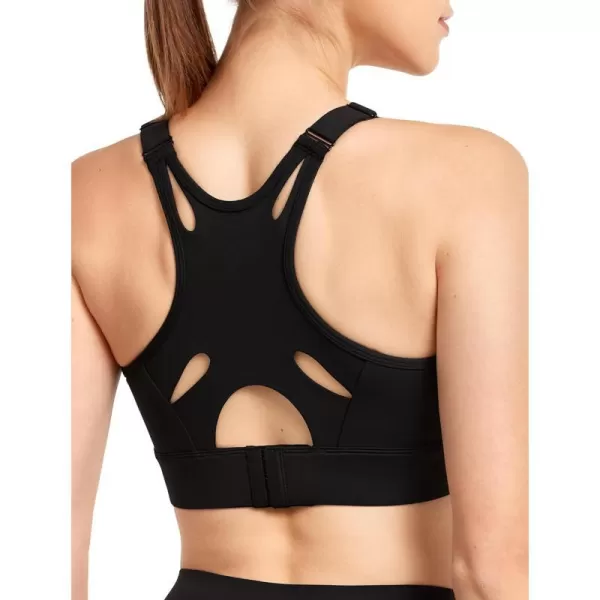 Yvette Womens Hign Impact Sports Bras Adjustable Straps Supportive Racerback Sports Bra Plus Size for RunningBlack