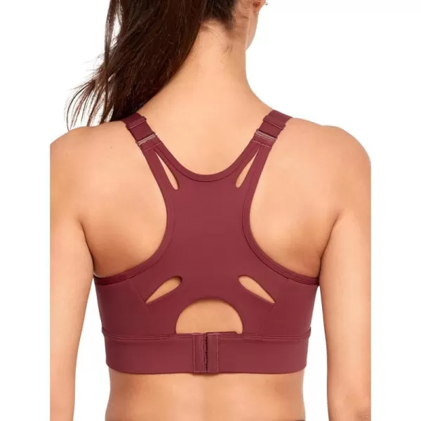 Yvette Womens Hign Impact Sports Bras Adjustable Straps Supportive Racerback Sports Bra Plus Size for RunningBurgundy