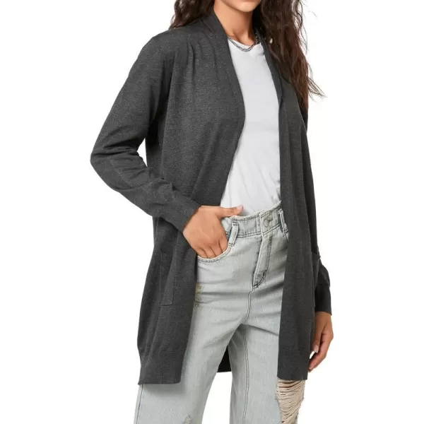 Yvette Womens Lightweight Longer Length Cardigan Sweater Available in Plus Size OpenFront Shrugs with PocketsBlack