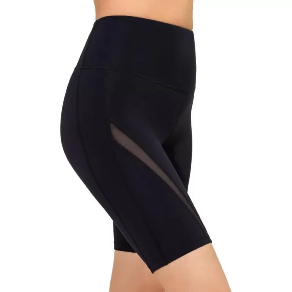 Yvette Womens Shorts Tummy Control High Waisted Mesh Splicing Yoga Bike Workout Butt Lifting Running Shorts for WomenBlack