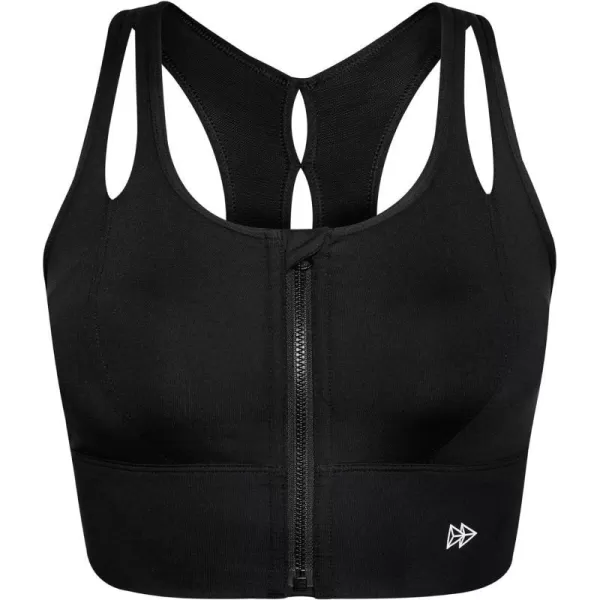 Yvette Womens Sports Bras High Impact Zip Front Sports Bra High Support Large Bust for Workout RunningBlack