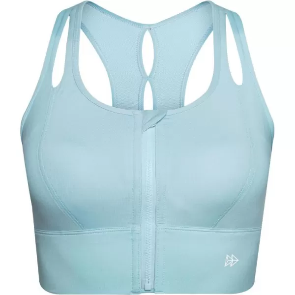 Yvette Womens Sports Bras High Impact Zip Front Sports Bra High Support Large Bust for Workout RunningBlue