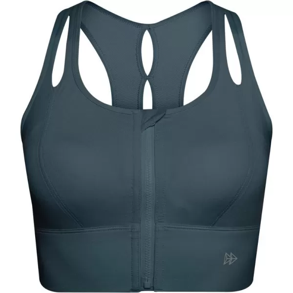 Yvette Womens Sports Bras High Impact Zip Front Sports Bra High Support Large Bust for Workout RunningHaze Blue
