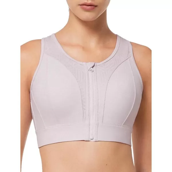 Yvette Womens Zip Front Closure Sports Bra High Impact Racerback Sports Bras for Running Plus SizePink