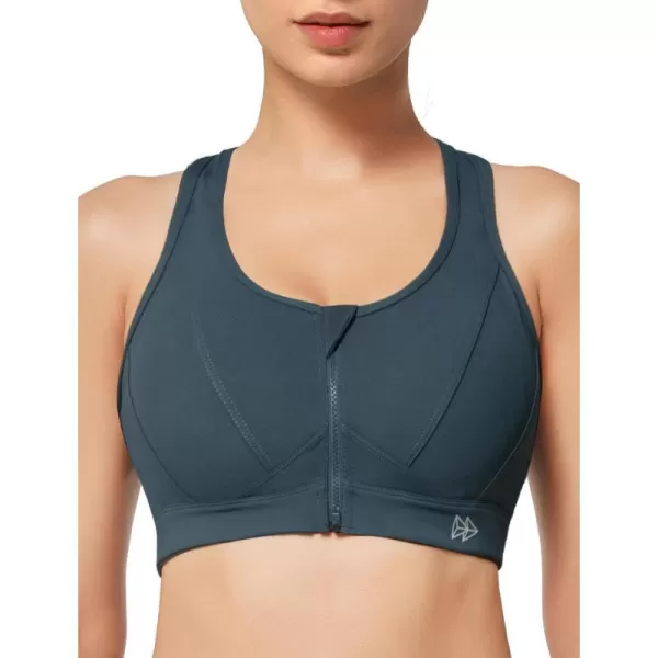Yvette Zip Front Sports Bra  High Impact Sports Bras for Women Plus Size Workout Fitness RunningHaze BlueYvette Zip Front Sports Bra  High Impact Sports Bras for Women Plus Size Workout Fitness RunningHaze Blue