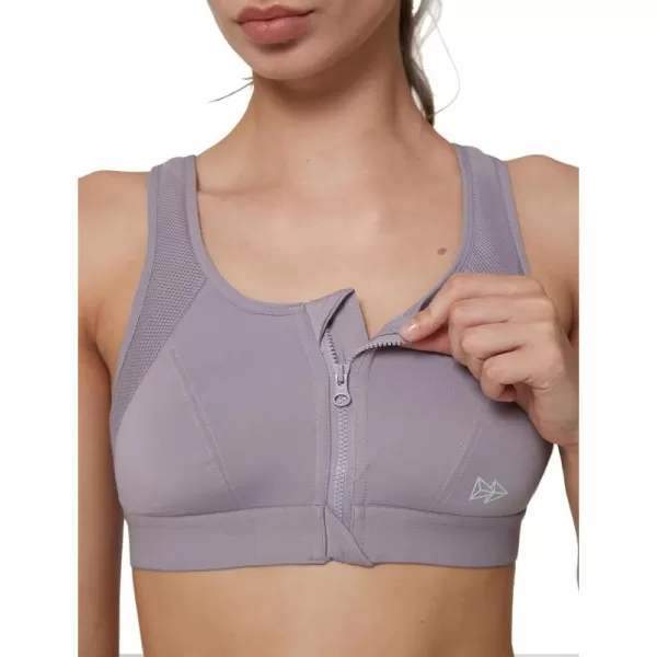 Yvette Zip Front Sports Bras 32A48DD Plus Size for Women High Impact Yoga Bra Wirefree No PaddingPurplePlease Size Up