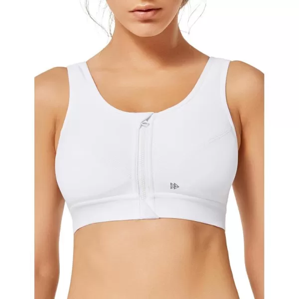 Yvette Zip Front Sports Bras 32A48DD Plus Size for Women High Impact Yoga Bra Wirefree No PaddingWhitePlease Size Up