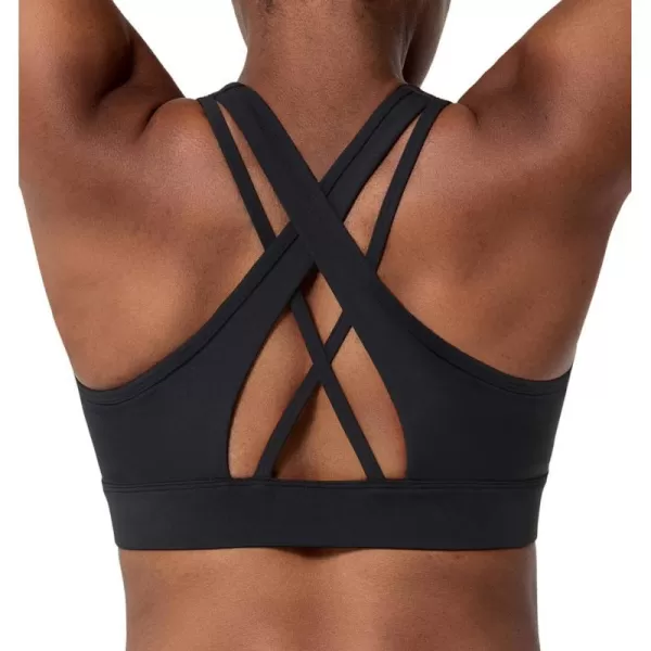 Zip Front Sports Bra for Women High ImpactPadded Strappy Cross Back Push Up Running BraBlack