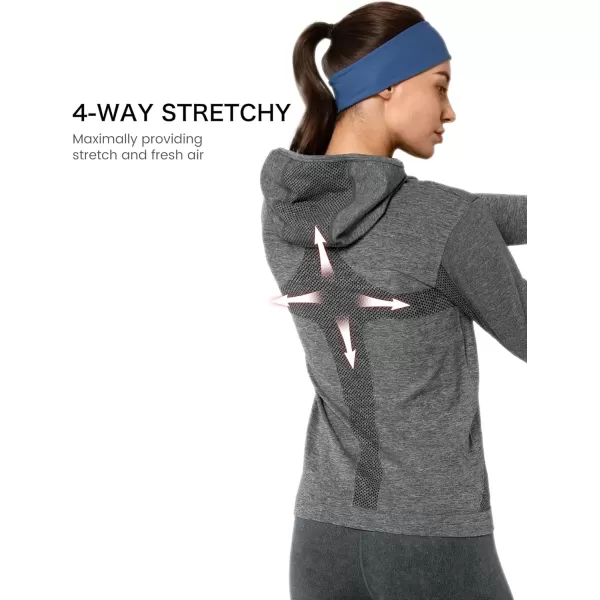 Yvette Running Workout Athletic Fitted Jackets for Women Long Sleeve Zip up Hooded LightweightGrey