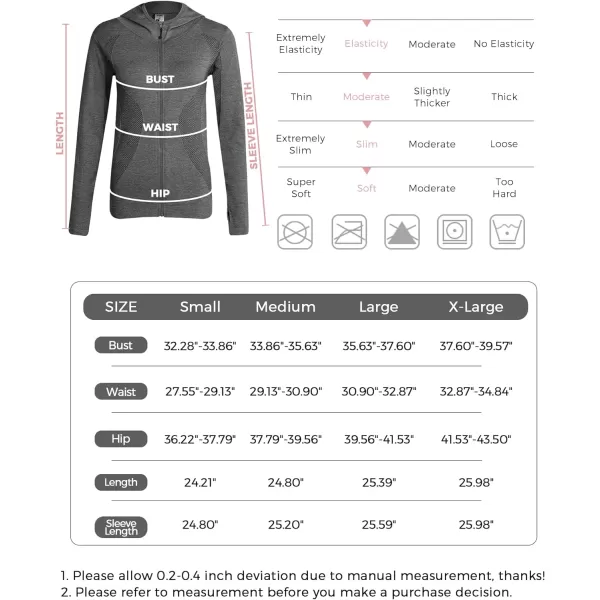 Yvette Running Workout Athletic Fitted Jackets for Women Long Sleeve Zip up Hooded LightweightGrey